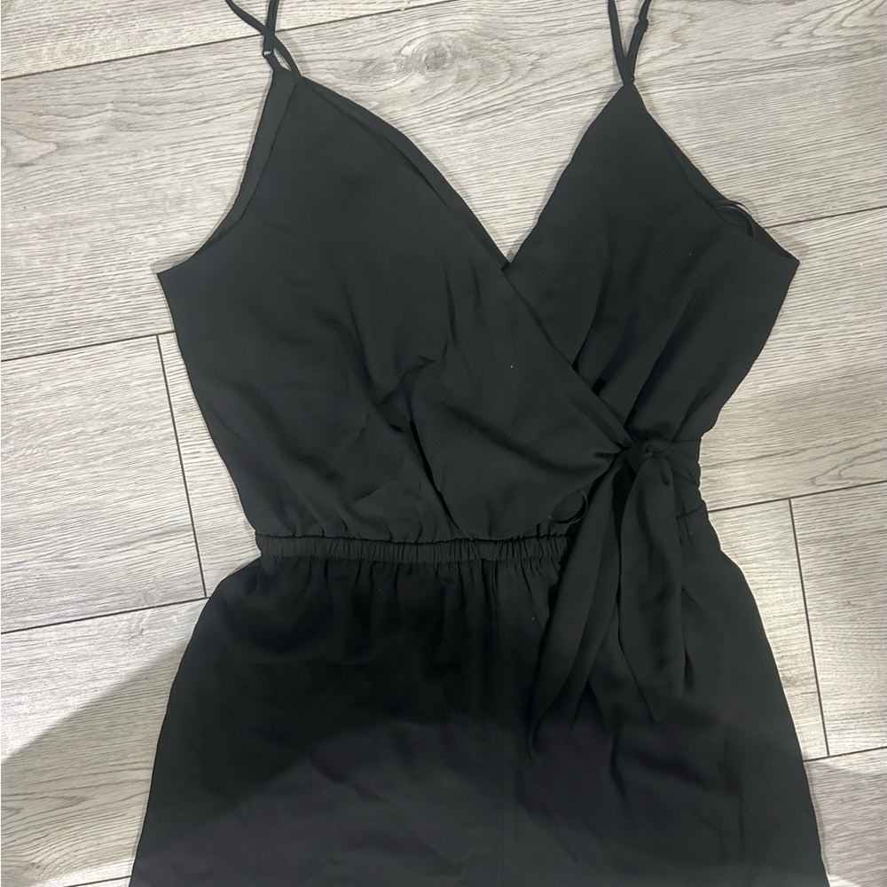 Express Black Sleeveless Wrap Romper